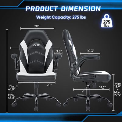 ALINUNU Chaise de jeu informatique grande et haute avec dos solide et fonction pivotante réglable
