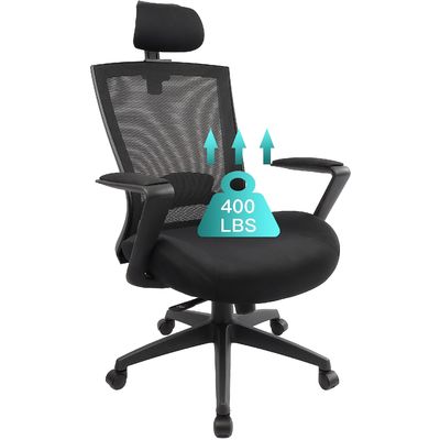 Chaise de bureau en maille ergonomique avec coussin épaissi et appuie-tête réglable