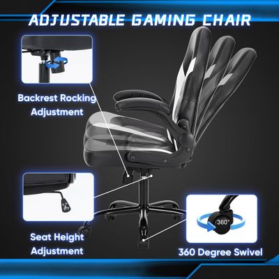 ALINUNU Chaise de jeu informatique grande et haute avec dos solide et fonction pivotante réglable
