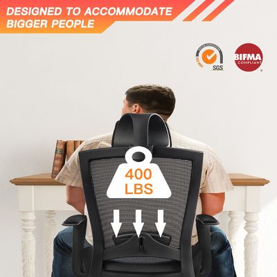 Chaise de bureau en maille ergonomique avec coussin épaissi et appuie-tête réglable