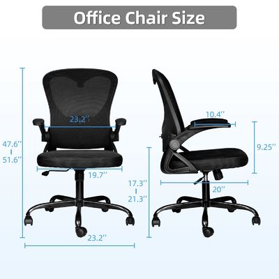 Chaise de bureau en maille ergonomique à bras pliables à 360° et réglable en hauteur