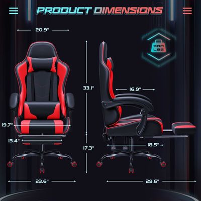 Chaise de jeu ALINUNU de design moderne avec support lombaire de massage et siège pivotant 360