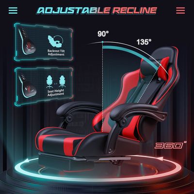 Chaise de jeu ALINUNU de design moderne avec support lombaire de massage et siège pivotant 360