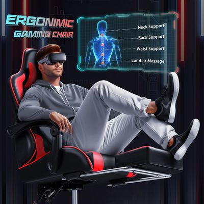 Chaise de jeu ALINUNU de design moderne avec support lombaire de massage et siège pivotant 360