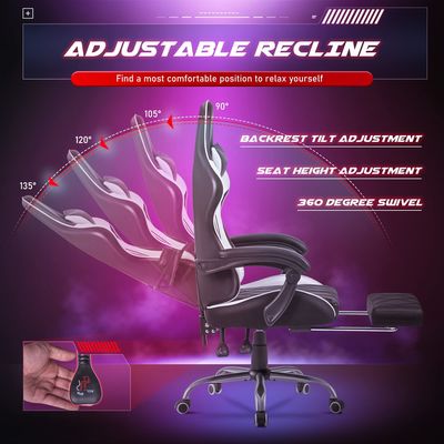 Chaise d'ordinateur à 360 degrés et réglable en hauteur Chaise de jeu vidéo ergonomique à dos haut