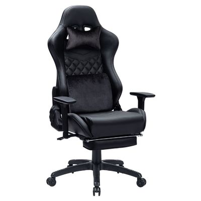 Chaise de jeu de bureau avec repose-pieds arrière haut réglable en cuir PU Design moderne