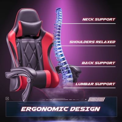 Salle de jeux informatiques Chaise pivotante avec support lombaire de massage et design ergonomique du dos haut