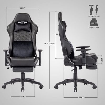 Chaise de jeu de bureau avec repose-pieds arrière haut réglable en cuir PU Design moderne