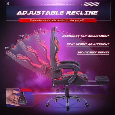 Salle de jeux informatiques Chaise pivotante avec support lombaire de massage et design ergonomique du dos haut