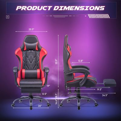 Salle de jeux informatiques Chaise pivotante avec support lombaire de massage et design ergonomique du dos haut