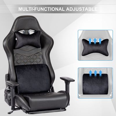 Chaise de jeu de bureau avec repose-pieds arrière haut réglable en cuir PU Design moderne