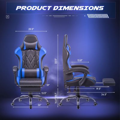 Chaise de jeu vidéo à dos haut avec repose-pieds et support lombaire de massage Couleur personnalisée