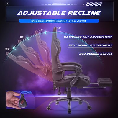 Salle de jeux d'ordinateur Chaise de jeu de course avec repose-pieds et massage