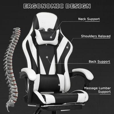 Chaise de jeu de course ergonomique avec hauteur et repose-pieds réglables