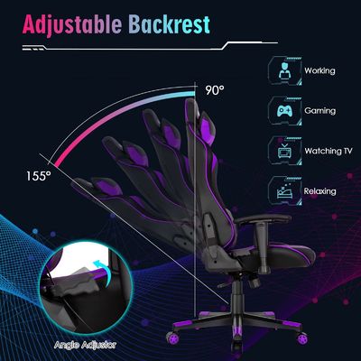 Chaise de jeu ergonomique de course ALINUNU avec support lombaire réglable et rembourrage en éponge