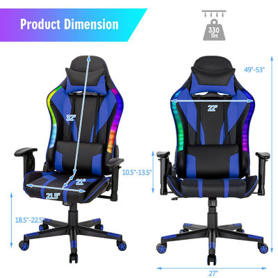 Chaise de jeu ergonomique de course en aluminium de type métallique ALINUNU avec support lombaire réglable