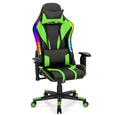 Chaise de jeu RGB ergonomique confortable avec conception réglable et lumières LED RGB