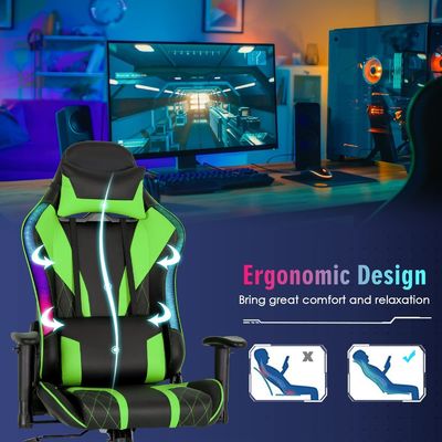 Chaise de jeu RGB ergonomique confortable avec conception réglable et lumières LED RGB