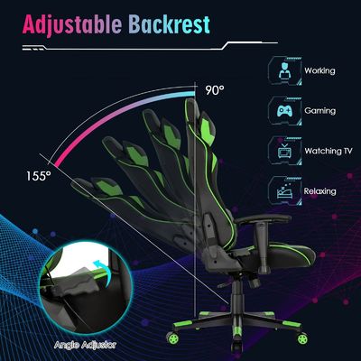 Chaise de jeu RGB ergonomique confortable avec conception réglable et lumières LED RGB
