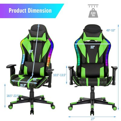 Chaise de jeu RGB ergonomique confortable avec conception réglable et lumières LED RGB