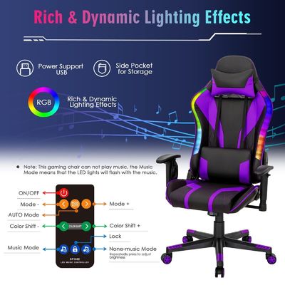 Améliorez votre jeu avec une chaise pivotante ALINUNU avec un design moderne et des lumières LED RVB