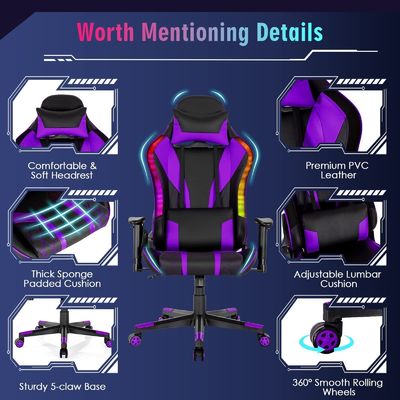 Améliorez votre jeu avec une chaise pivotante ALINUNU avec un design moderne et des lumières LED RVB