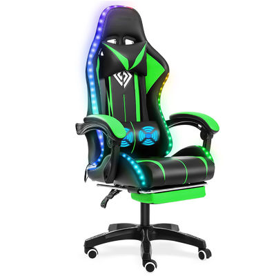 Moderne design ALINUNU fauteuil de jeu de massage informatique ergonomique avec lumières LED et repose-pieds