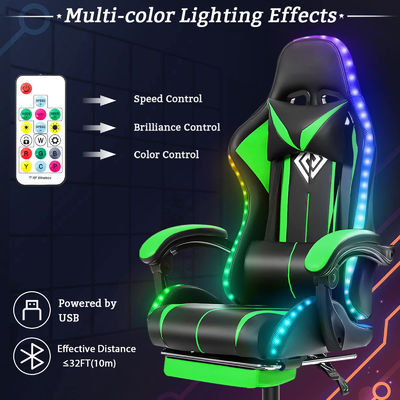 Moderne design ALINUNU fauteuil de jeu de massage informatique ergonomique avec lumières LED et repose-pieds