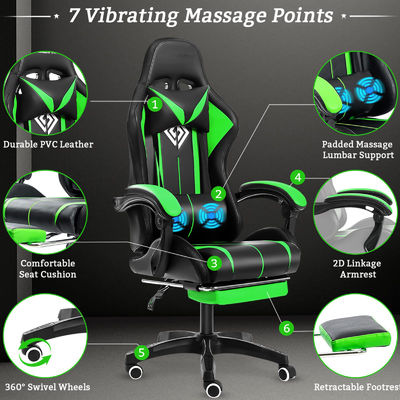 Moderne design ALINUNU fauteuil de jeu de massage informatique ergonomique avec lumières LED et repose-pieds