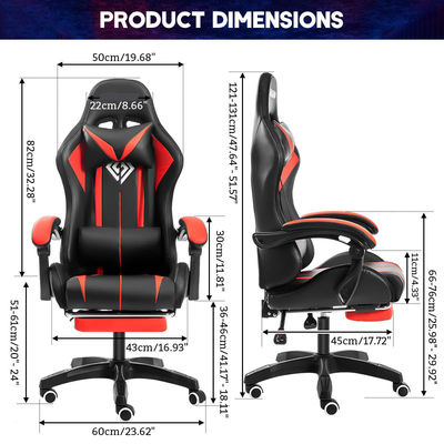 39.75 Pounds Ergonomic Computer Massage Chaise de jeu avec lumières LED et pied