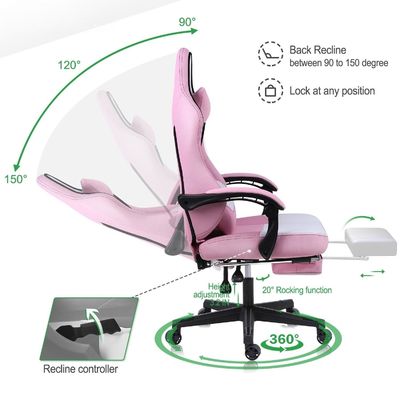 Chaise de jeu informatique ergonomie en cuir synthétique de design moderne avec repose-pieds