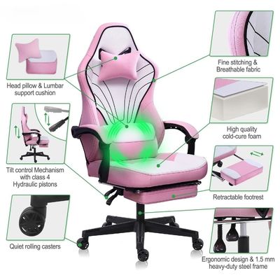 Chaise de jeu informatique ergonomie en cuir synthétique de design moderne avec repose-pieds