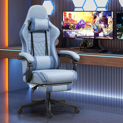 ALINUNU Chaise pivotante de type métallique en fer Chaise de jeu informatique avec repose-pieds et massage