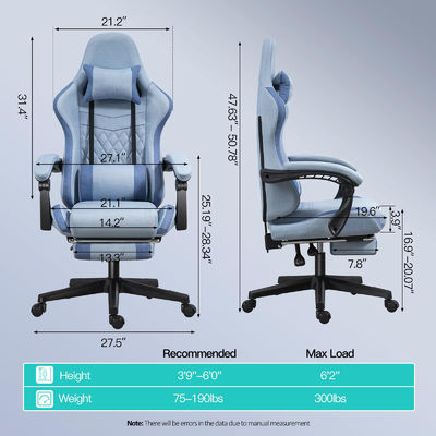 ALINUNU Chaise pivotante de type métallique en fer Chaise de jeu informatique avec repose-pieds et massage
