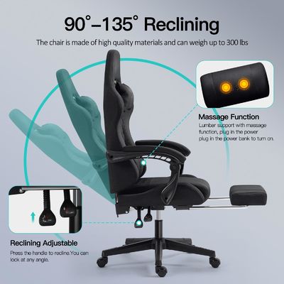 Chaise de jeu informatique à bureau réglable ergonomique avec massage de repose-pieds Couleur personnalisée