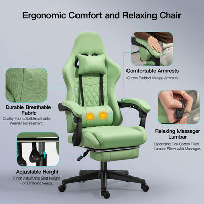 Chaise de jeu ergonomique avec repose-pieds et massage Poids maximum recommandé 300 livres