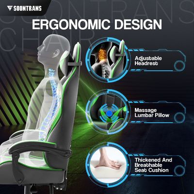Recommandation de poids maximal de 250 livres Chaise de joueur ergonomique avec fonction massage