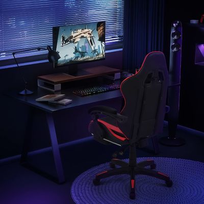 Moderne design Tissu soutien lombaire fauteuil de course informatique ergonomique avec repose-pieds