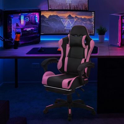 Design moderne support lombaire réglable fauteuil de course informatique ergonomique avec repose-pieds