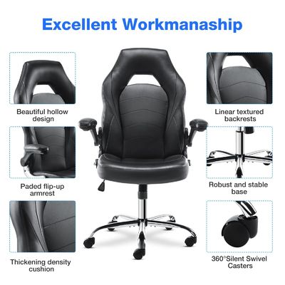 Chaise de jeu de course ergonomique ALINUNU Chaise d'ordinateur pivotante directe avec support lombaire