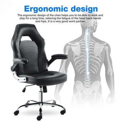 Chaise de jeu de course ergonomique ALINUNU Chaise d'ordinateur pivotante directe avec support lombaire