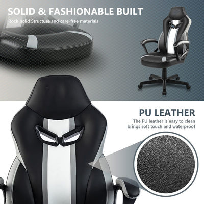 Chaise de jeu de course en cuir synthétique pour adultes hauteur réglable et support lombaire