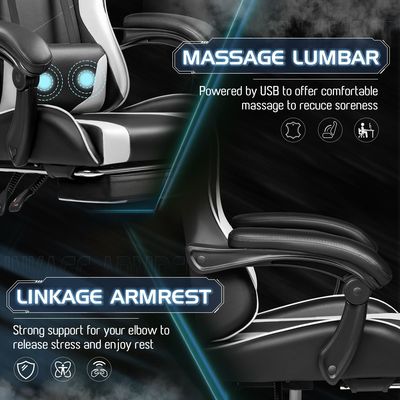 Chaise de jeu de course vidéo personnalisée avec hauteur réglable et siège pivotant