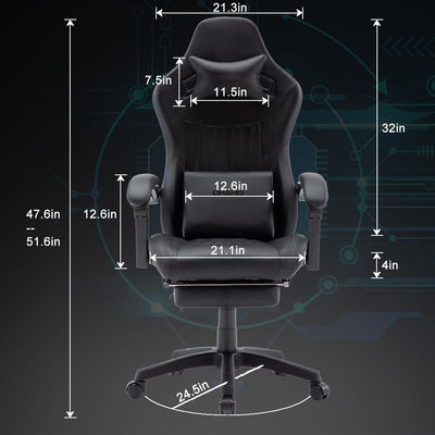 Chaise de jeu pivotante ergonomique réglable en hauteur avec repose-tête et support lombaire