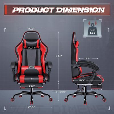 Chaise de jeu vidéo de course à ordinateur de design moderne avec repose-pieds et support lombaire de massage