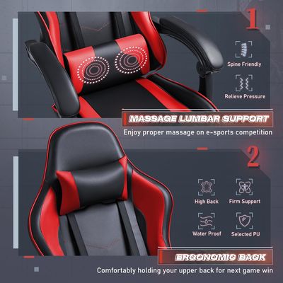 Chaise de jeu vidéo de course à ordinateur de design moderne avec repose-pieds et support lombaire de massage