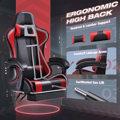 Chaise de jeu vidéo de course à ordinateur de design moderne avec repose-pieds et support lombaire de massage