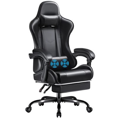 Chaise de jeux vidéo pour ordinateur réglable de course avec repose-pieds et support lombaire de massage