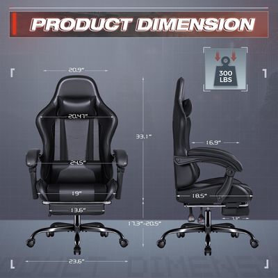Chaise de jeux vidéo pour ordinateur réglable de course avec repose-pieds et support lombaire de massage