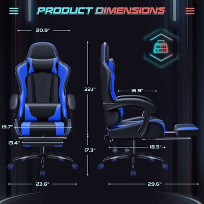 Chaise de jeu ALINUNU Conception ergonomique avec support lombaire de massage et siège pivotant 360